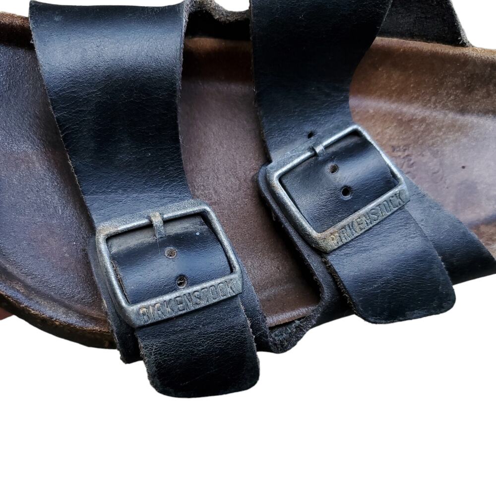 Birkenstock Arizona Sandals Black Leather Well Worn Sz EU 37 - Picture 9 of 10